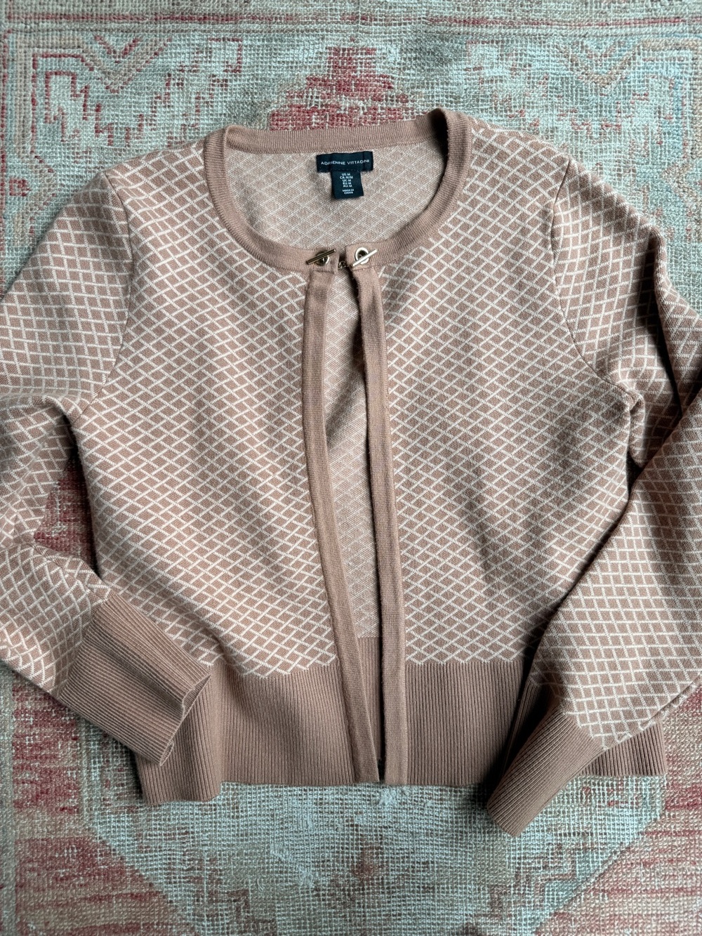 Adrienne Vittadini camel Geometric Cardigan Cottagecore coquette